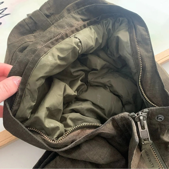 Aritzia Community Parka Jacket Coat Ski Duck Down hemp Recycled Green Small XS - Picture 10 of 16